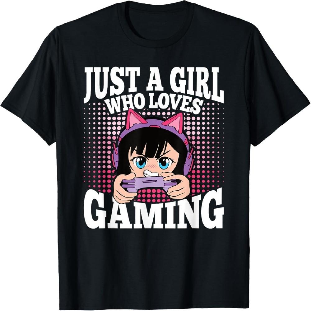 Just A Girl Who Loves Gaming Funny Video Gamer Girl T-Shirt XXXXXL чёрный