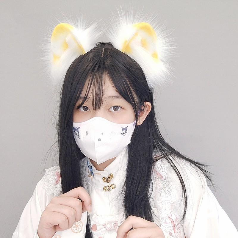 Fluffy Cat Ear Headband Cosplay Anime Convention Lolita Kawaii Costume Accessory Handmade Plush