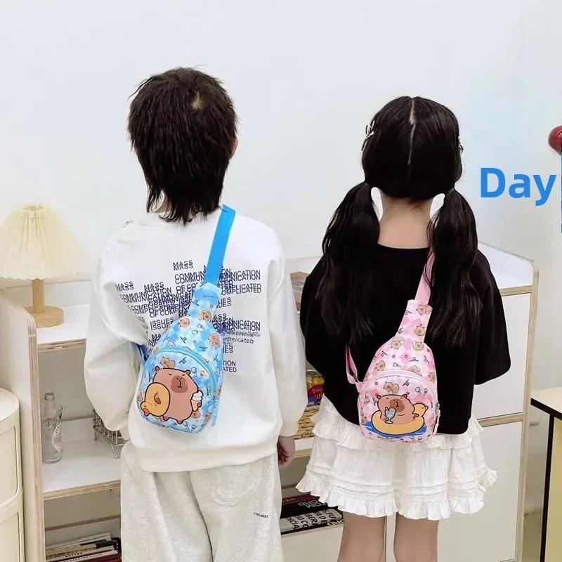 Cartoon Cute Capybara Printed Children Shoulder Bag Chest Pack For Use Outdoor