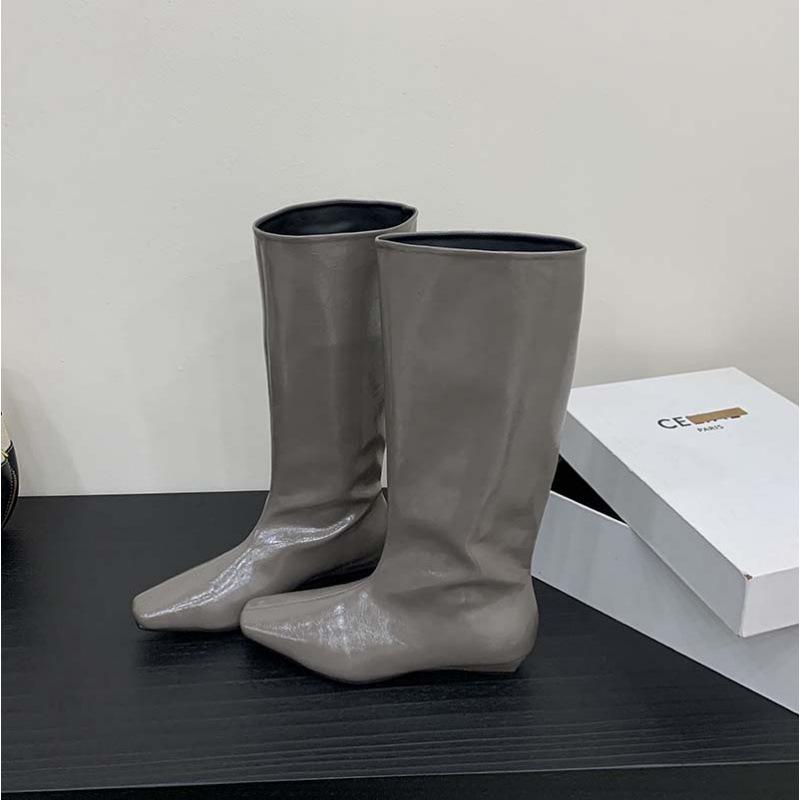 2025 autumn and winter new thin tall knight boots women's versatile square head inner height increase but knee boots autumn and winter