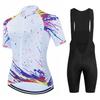 Womens Cycling Jersey Bib Shorts Set Breathable Quick-Dry Sportswear Outdoor Bike Riding
