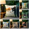 Spring Sunshine Cat Illustrations  Pillow Case Natural Linen Pillow Case DoubleSided Decor Sofa Pillowcase Home Decor