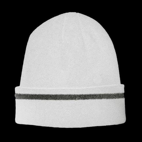 Knitting Hat Reflective Strip Design Warm Unisex Hat Outdoor Windproof Cold Resistance Elastic Hat Headwear
