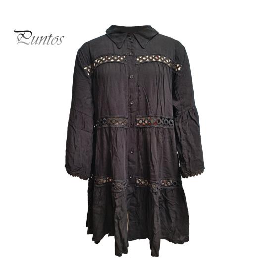 

Пляжная бикини-пляжная рубашка с отворотом, расклешенный длинный рукав, однобортный купальник, пальто, ажурная женская рубашка средней длины чёрный