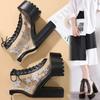 Fashion 14.5CM Women's Square Heels Boots High Transparent Female Thick Platform Waterproof Nightclub Catwalk Sandals