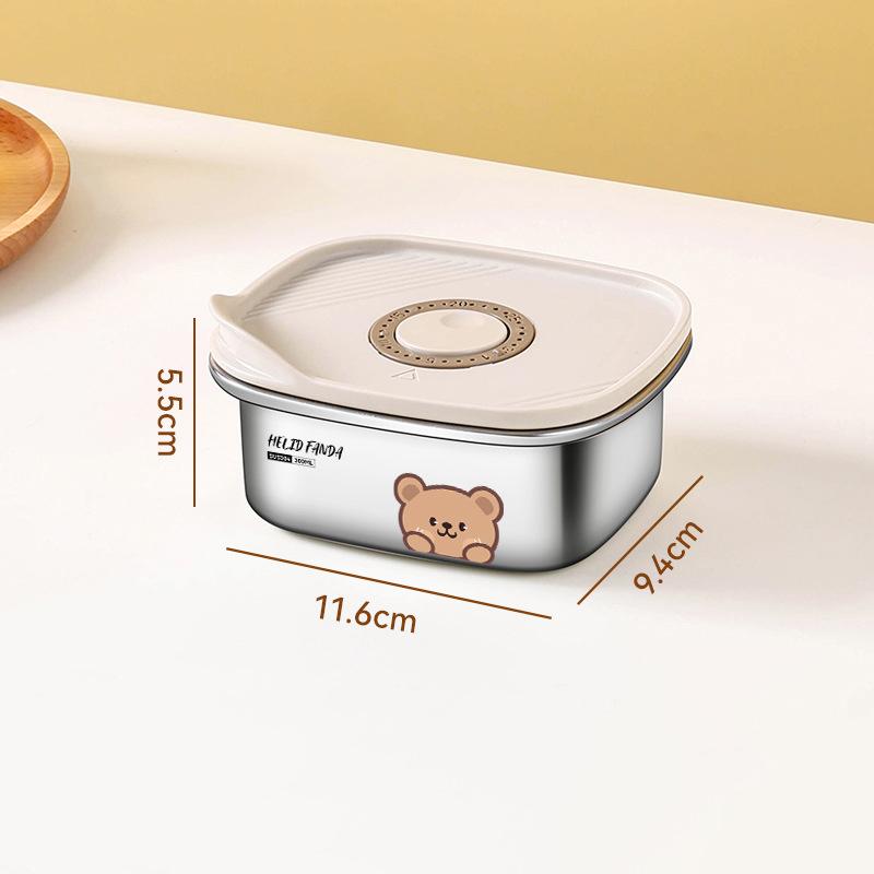 

1 шт. Роскошный контейнер для еды в холодильник из нержавеющей стали 304, с выпуском воздуха, для мяса и овощей, хрустящий, можно использовать в микроволновой печи, ланч-бокс из нержавеющей стали 300ML