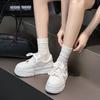 thick-soled leather little white shoes women's 2025 new spring height increase 6cm lace-up ultra-light sports and leisure board shoes