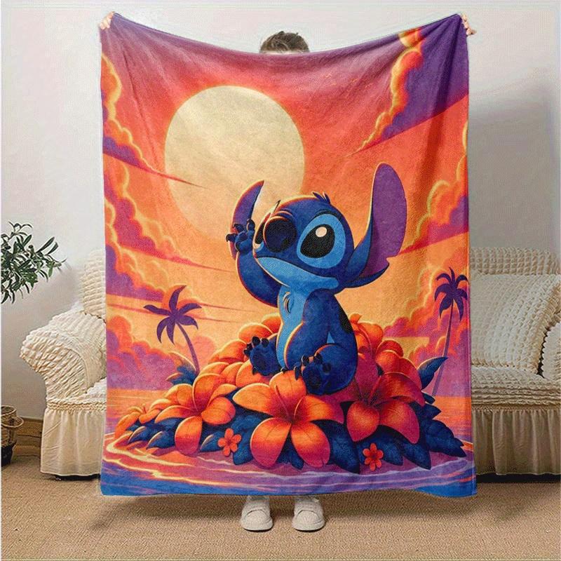 1pc Cute Stitch Printing Blanket - Soft, All-Season Throw for Living Room, Bedroom,Personalized Gift with Adorable Cartoon Design