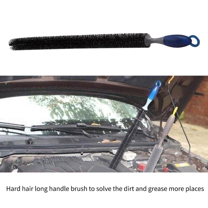 Automobile Flexible Long Reach Extended Engine Oil Dirt Washing Bristle Wheel Brush Long Handle Auto Car Detailing Tool