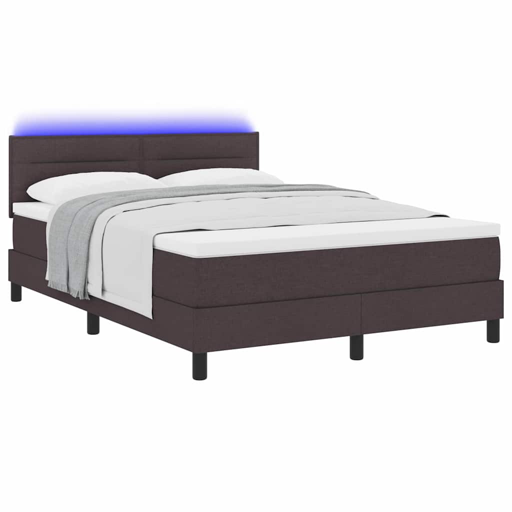 Box Spring Bed with Headboard Dark Brown 160 x 200 cm Fabric