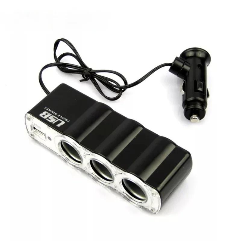 12V/24V Auto Zigarettenanzünder Splitter Autoladegerät Auto Power DC Outlet Adapter mit USB Ladeanschluss für Handyspiel