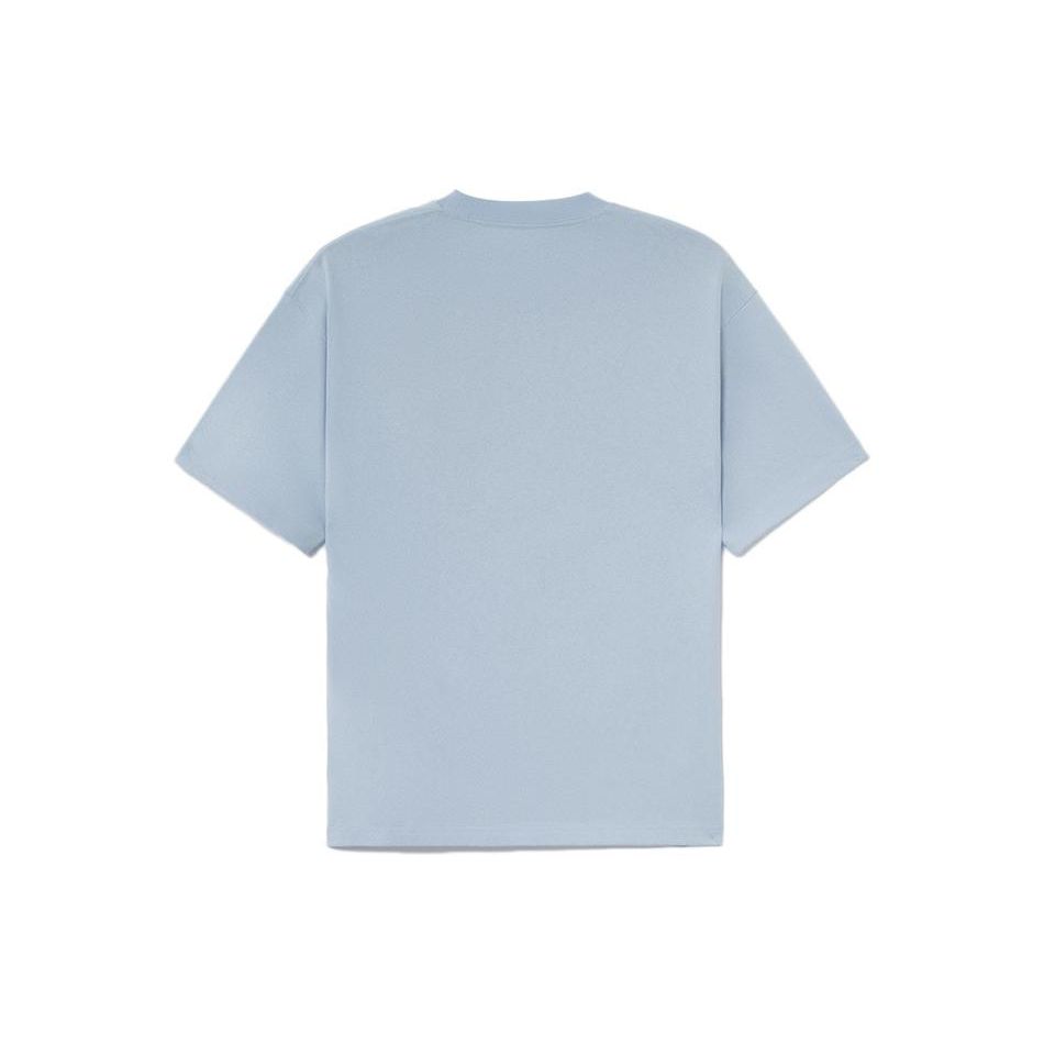 Li Ning X Jackie Chan Collaboration Kung Fu Series Casual Breathable Solid Color Loose Short Sleeve T-Shirt Men Tops Sky-Blue AHSS207-4