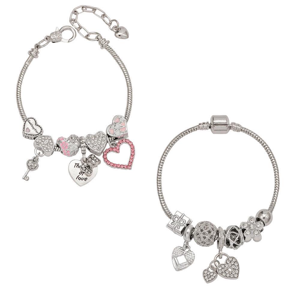 Pan's DIY Rhinestone Heart & Key Lock Beaded Bracelet for Women – Fashion Jewelry Gift