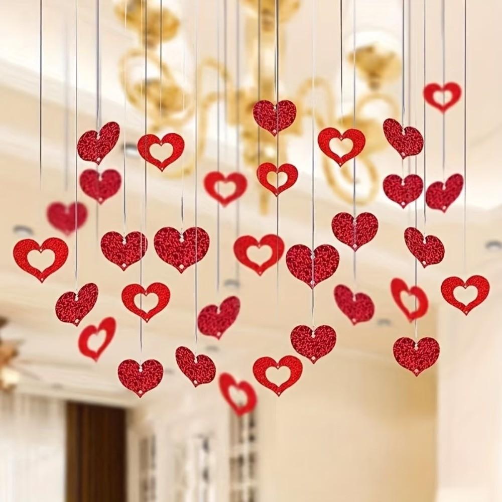 DIY Valentine's Day Love Pulling Plastic Love Heart Hanging Curtain  Valentine's Day Party