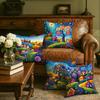 Home Decor Colorful Village And Tree Pattern Pillow Covers Pattern Cushion Cover Suitable For Sofa Bedroom Car Pillow Cover