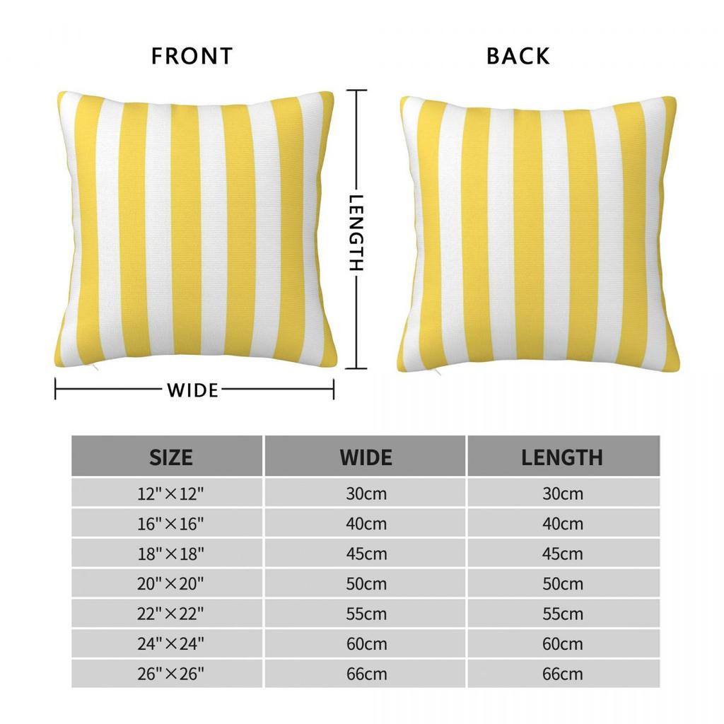 Mustard Yellow White Stripes Square Pillowcase Polyester Linen Velvet Printed Zip Decorative Sofa Seater Cushion Cover
