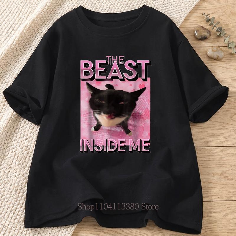 The Beast Inside Me Printed Pattern Tshirts Summer Unisex Women Funny Fashion Casual Tops Oversize ONeck Short Sleeve Tshirts