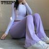 Solid Hot Y2K Woman Pants Aesthetic Fashion Streetwear Women Clothes Slim High Waist Sexy Bell Bottom Long Flare Tights