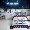 2/3Pcs Ice Hockey Player Comforter Set Hockey Pucks Field Quilted Bedding With Pillowcases Twin Full Queen Size For Christmas
