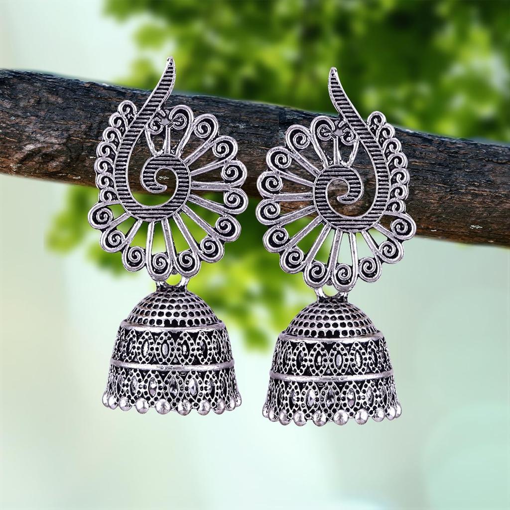 Earrings for Women Fashion Jhumka Oxidised Silver Earrings for Women Combo Chandbali Pearl Chandbali Stylish Jhumkas