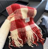 Retro plaid Japanese and Korean atmosphere plaid scarf women's plaid series contrasting color warm shawl student scarf