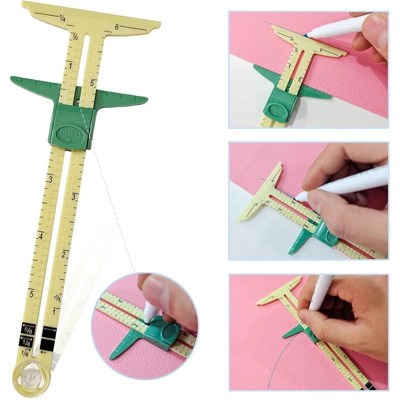 5-in-1 sliding ruler, measuring tool, multi-functional plastic drawing ruler, home sewing patchwork ruler, sewing accessory