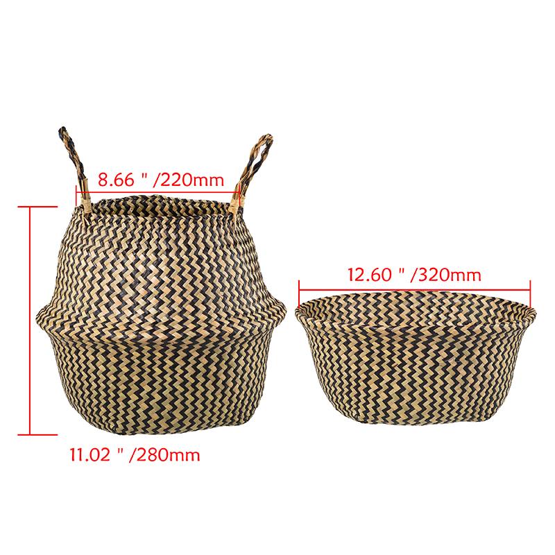

Retro Wicker Woven Seagrass Belly Baskets Planter Pot Foldable Straw Laundry Toys Sundries Organizer Baskets Home Boho Decor 32*28CM