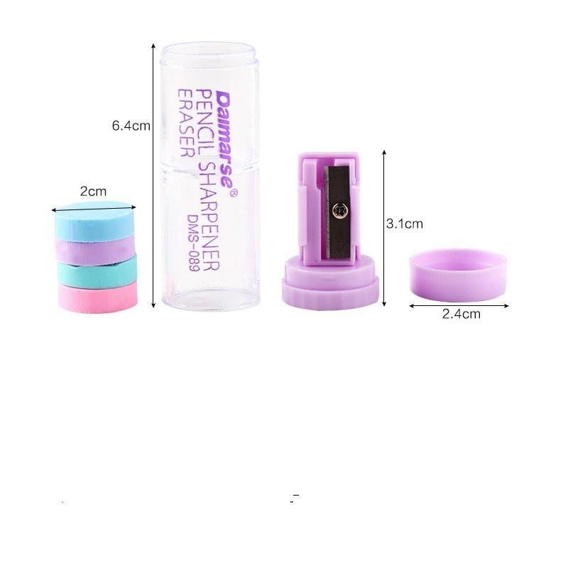 Candy Color Mini Pencil Sharpener and Erasers Stationery Pencil Sharpener Style Random