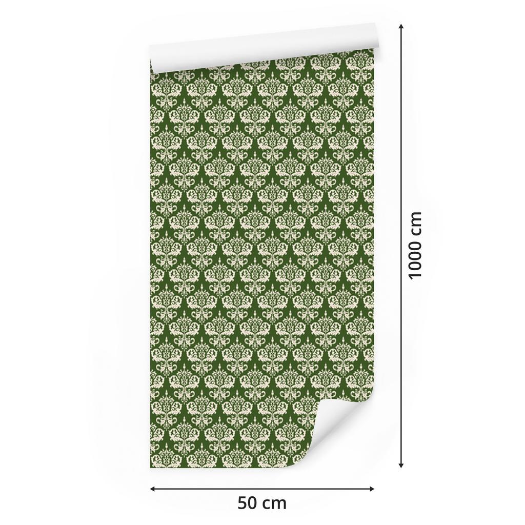Christmas Damask Wallpaper Lime and Beige for Living Room and Bedroom 50x1000
