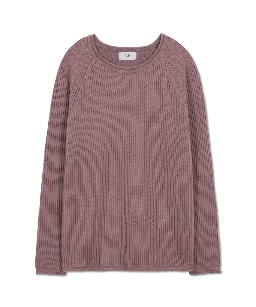 WEST GRAND BOULEVARD French Oversized Raglan Ribbed Cotton Knit Dusty Pink