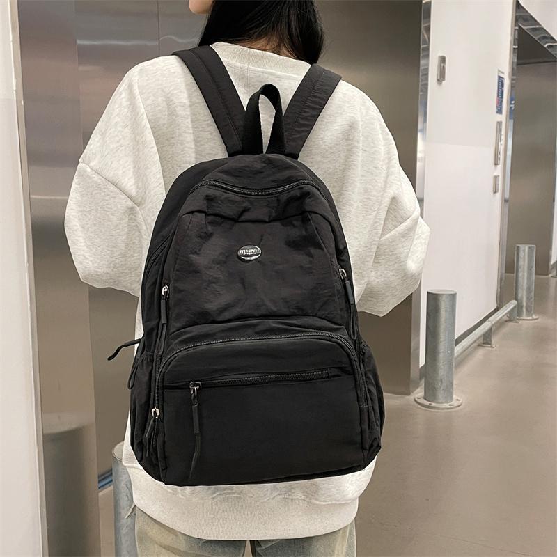 Solid Color Lightweight Backpack Women's Waterproof Travel Backpack Junior High School Student Schoolbag