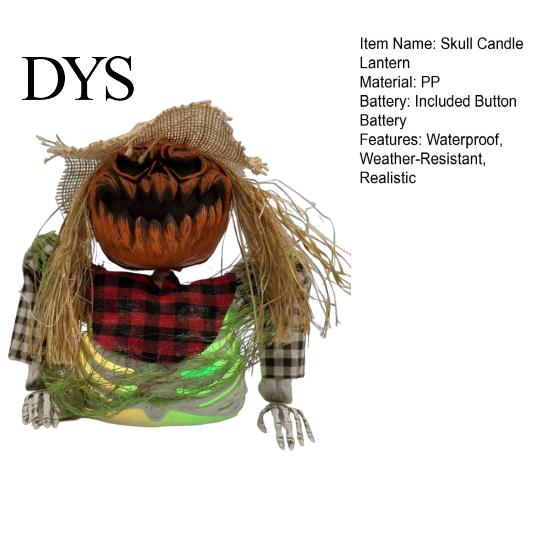 Color Changing Night Light Halloween Skull Candle Lantern with LED Lights, Realistic Bone Texture Flameless Lamp for Indoor And Outdoor Decorations