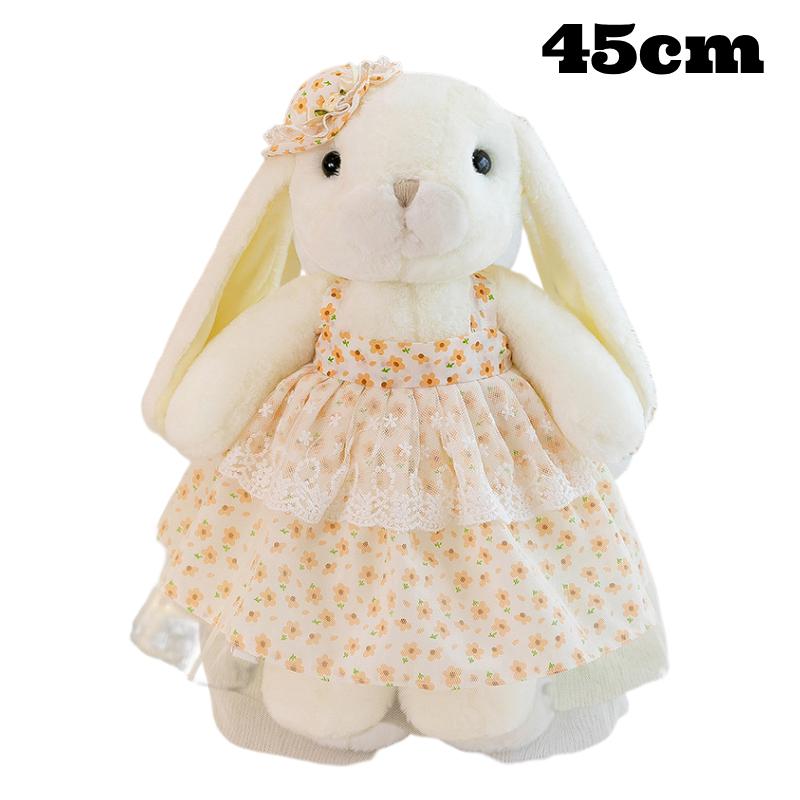 Floral Girls Dress Rabbit Plush Toy Cute Lop Ear Bunny Doll Kids Gift Home Decor