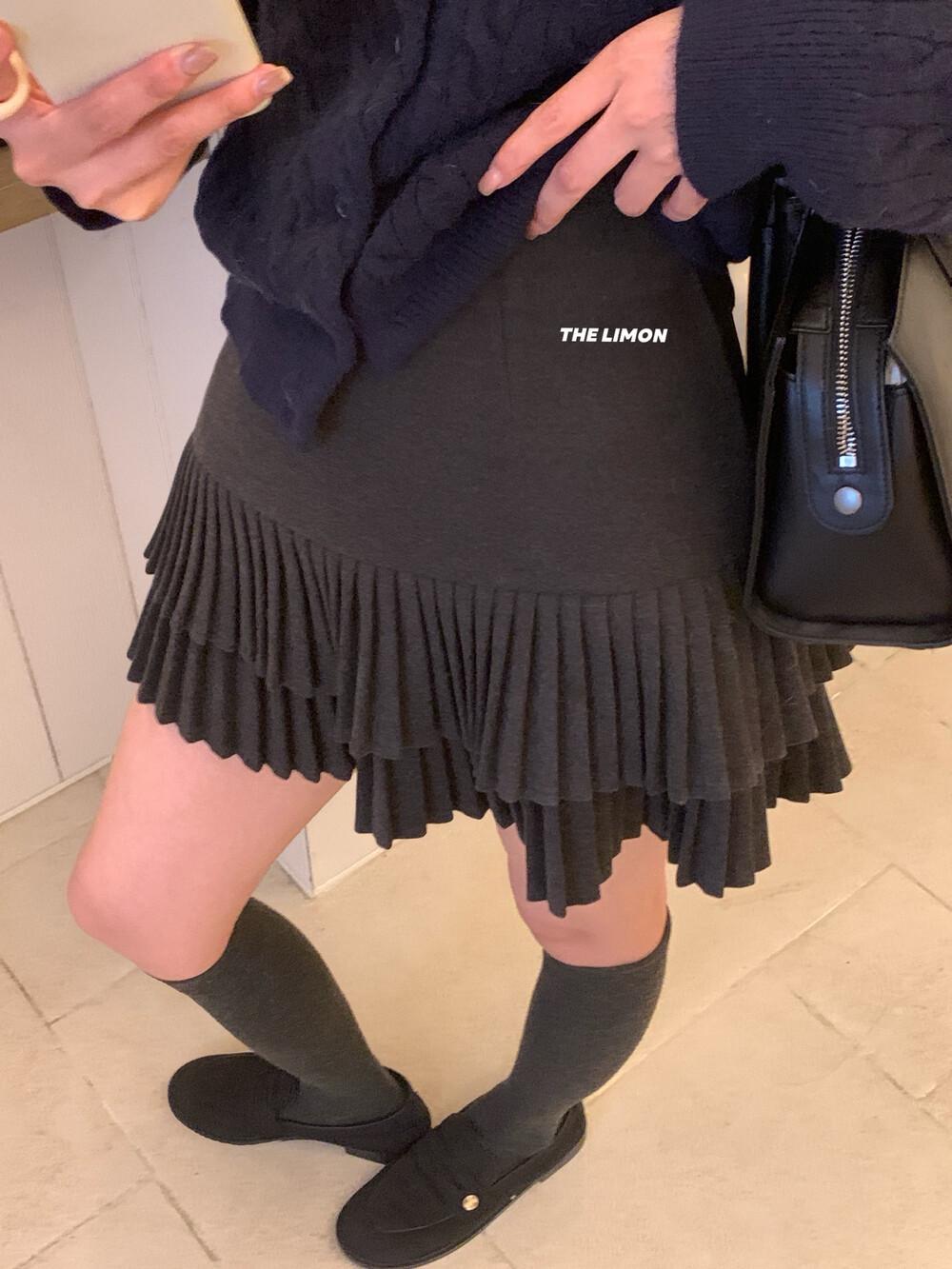 

Limon High-Waisted Wool Plaid Pleated A-Line Skirt for Women - Winter 2025 Collection M серый/древесный уголь
