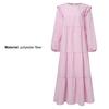 Loose Maxi Dress Large Hem Mid Waist Round Neck Long Sleeve Ruffle