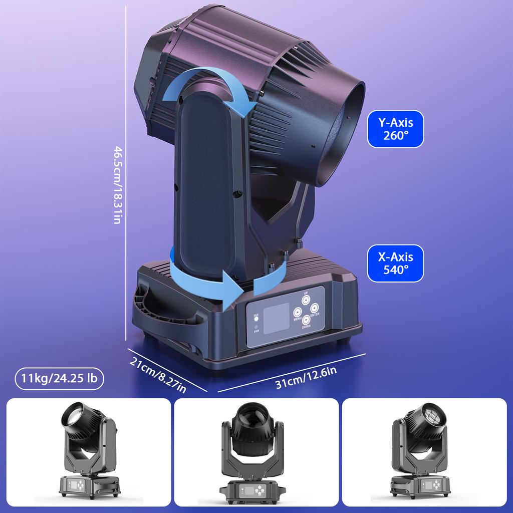 U`King P65 Waterproof 250W LED Moving Head Beam Light DMX512 Pattern Effect Lighting Outdoor Event Stage Moving Head Lights