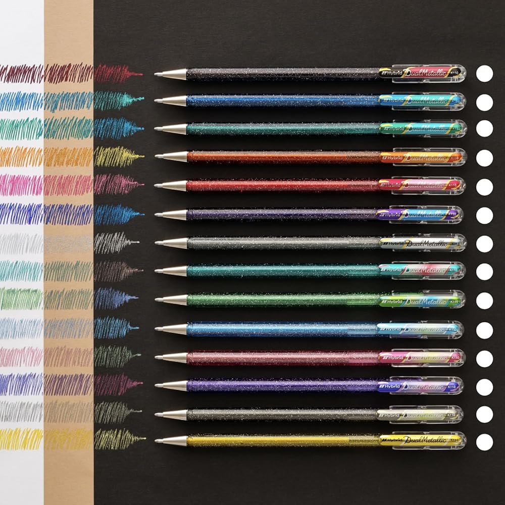 Pentel Dual Metallic Original Fantasy Set 14 Colors Ballpoint Pens