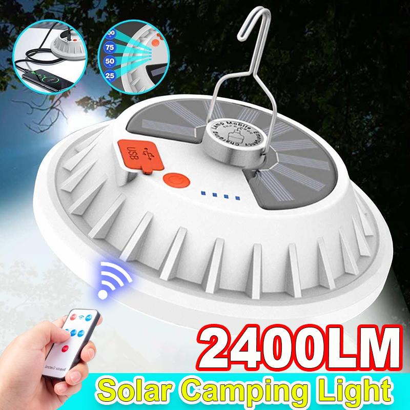 Powerful Camping Light Solar Rechargeable Portable Lantern Hook Emergency Energy Camping Lantern Saving Bulb Lamp
