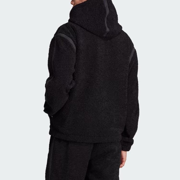 Adidas Originals Premium Essentials Fleece Jacket With Hood Long Sleeve Men Outerwear Black II5807