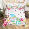 Cartoon Elf Duvet Cover Spring Garden Floral Bedding Set Botanical Flowers Quilt Cover Watercolor Printing Art Comforter Cover