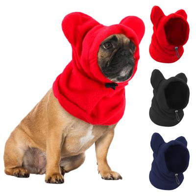 Dog Snood Winter Hood Warm Pet Hood with Ear Protection Fleece Neck Warmer with Drawstring