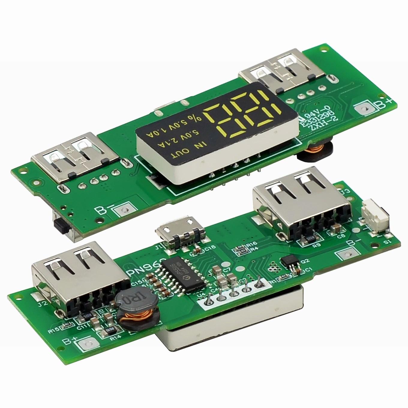 

LED Dual USB 5V 2.4A Micro/Type-C USB Mobile Power Bank 18650 Модуль зарядки Літієва батарея Плата зарядного пристрою Захист схеми