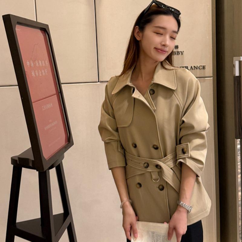 Khaki Trench Coat Women's Autumn New Fashion Versatile Design Temperament Short Trench Coat