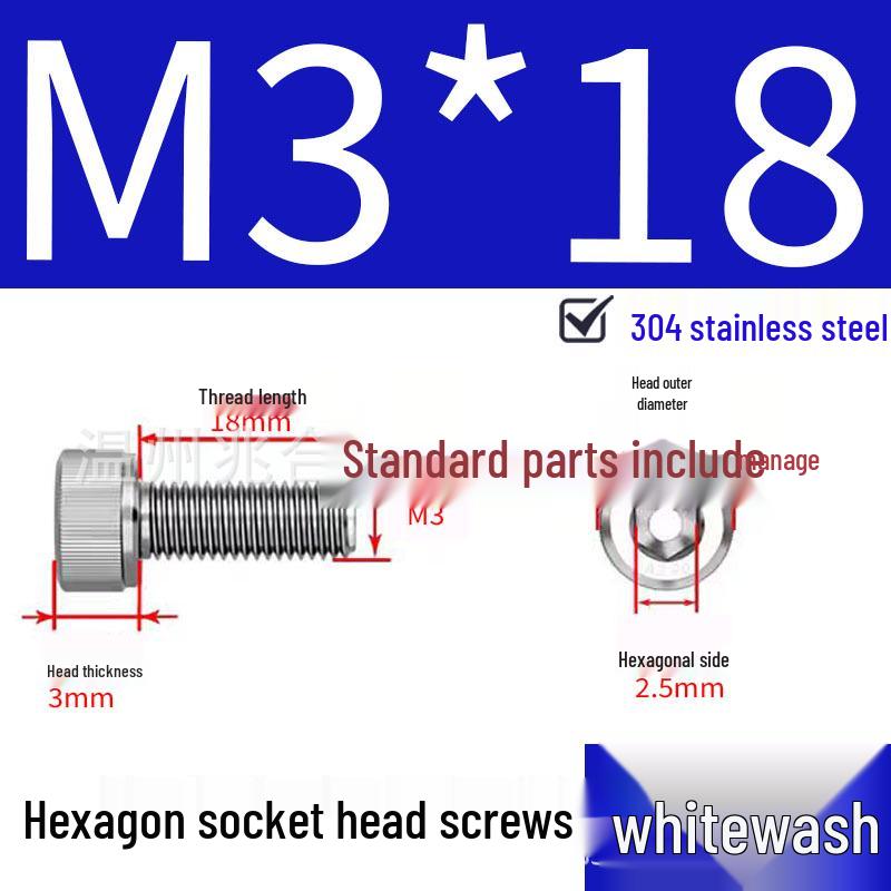304 Stainless Steel Hex Socket Head Cap Screws, Cylindrical Head, DIN912.