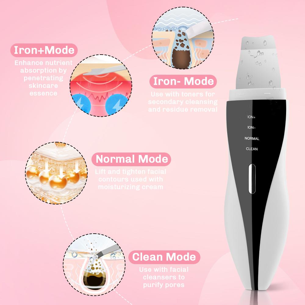 Ultrasonic Skin Scrubber Face Spatula Facial Skin Exfoliator Scraper and Blackhead Remover Pore Cleaner Facial Deep Cleansing