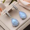 Fashion Water Drop Ice Crack Crystal Dangle Earrings For Women Wedding Rose Gold Color Cubic Zirconia Jewelry