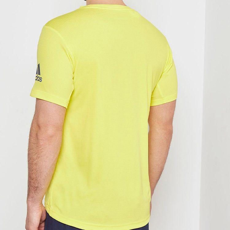 Adidas T Shirts Men's Bright Yellow Crew Neck Moderate Straight Fit CZ5425