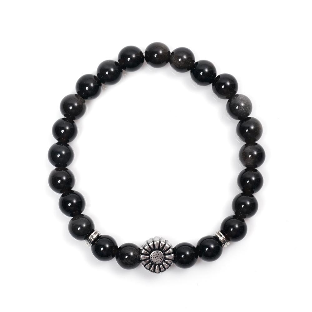 Jbans Classic Lucky Sunflower Antique Pendant Natural Silver Keystone Bracelet (C2201-Ac870_Bk)