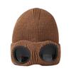 Windproof Ski Beanie with Goggles Warm Knitted Woolen Hat for Men & Women Thermal Headwear for Cold Weather Winter Outdoor Gear