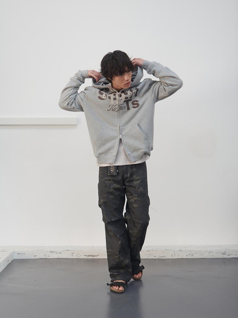 Kijun Men Grocery Hoodie Zip-Up Melange Gray